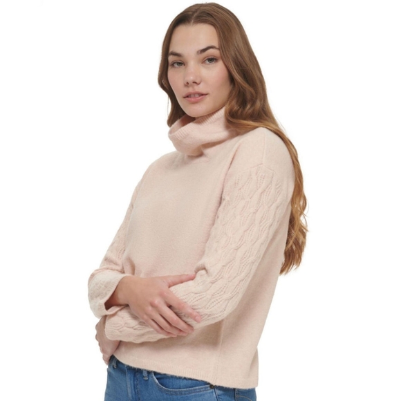 Calvin Klein Women's Cable Knit Sleeve Sweater Purple Size Medium